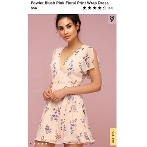 Fowler Blush Pink Floral Print Wrap Dress